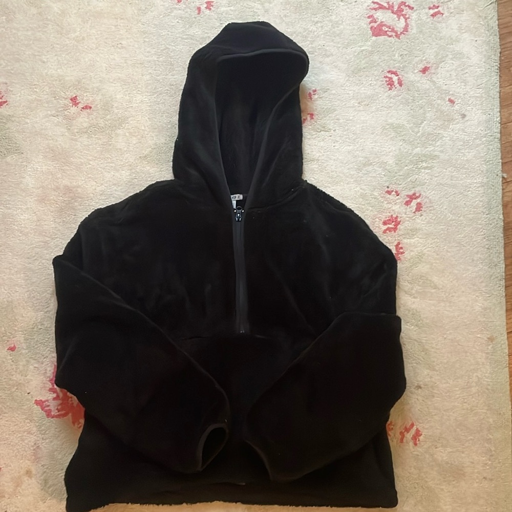 Forever 21 quarter zip Sherpa hoodie size medium